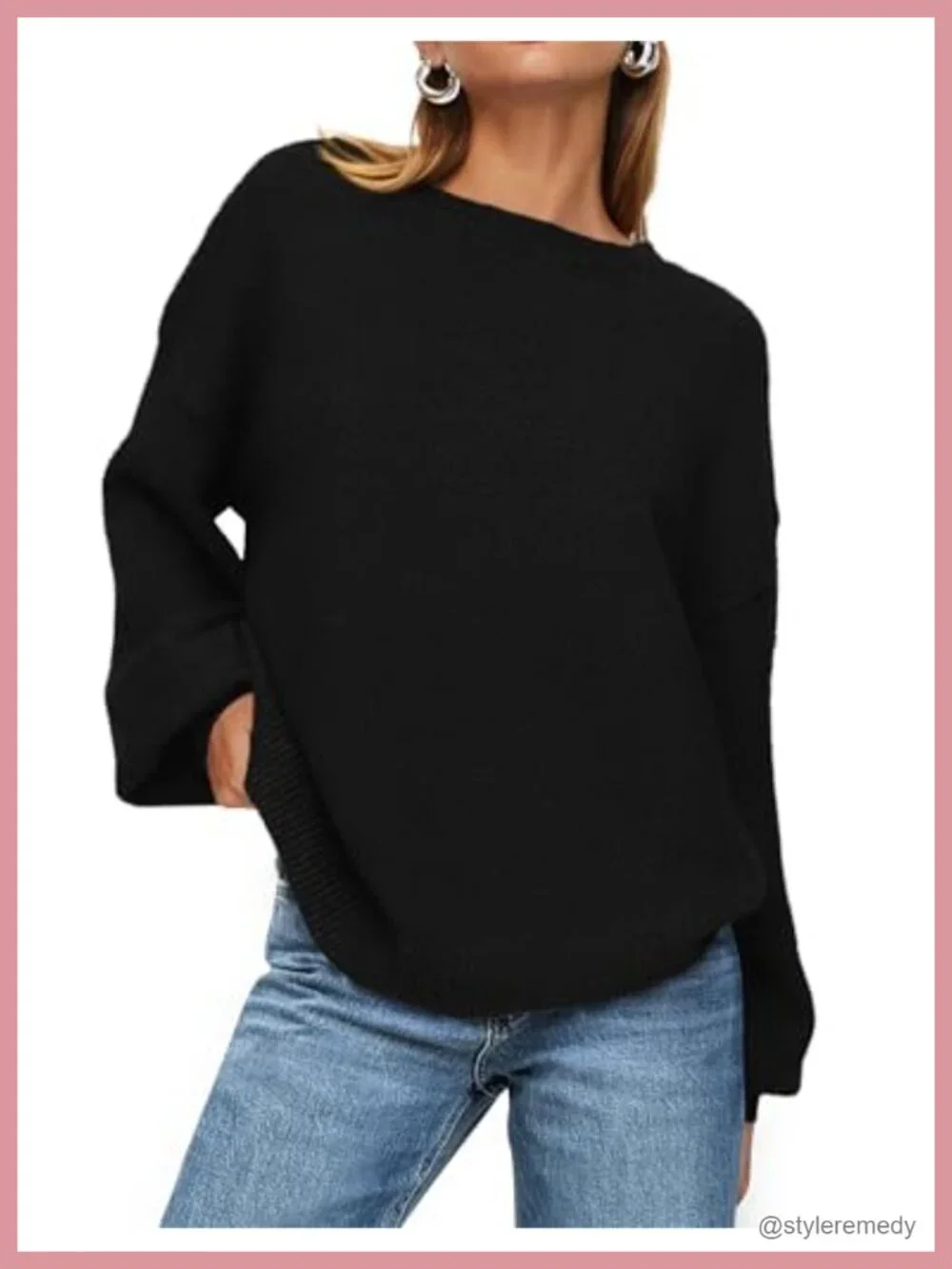Women's Chunky Knit Crew Neck Pullover Sweater Oversized Loose Fit Long Sleeve